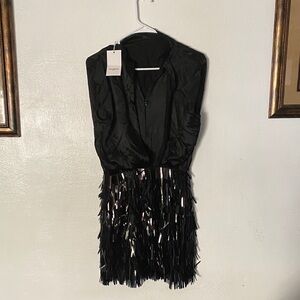 Amanda Uprichard Black Fringe Cocktail Dress